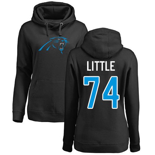 Carolina Panthers Black Women Greg Little Name and Number Logo NFL Football 74 Pullover Hoodie Sweatshirts